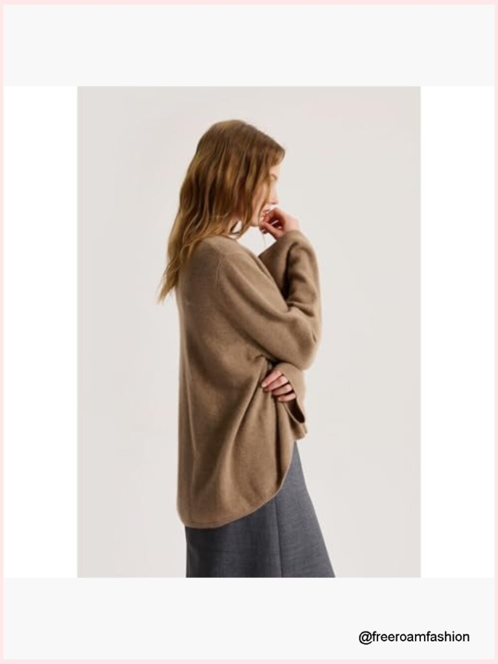 Loose Fit 7-Gauge Cashmere Crewneck Sweater Pullover Undyed Eco-Friendly - Picture 7 of 7